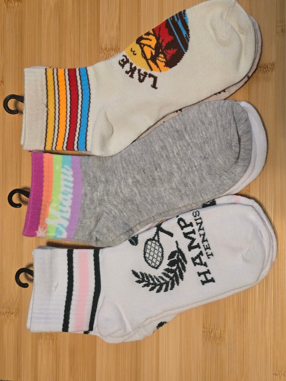 Brand New 6 Pack Graphic Ankle Socks Lake Tahoe, Miami, Hampton Tennis